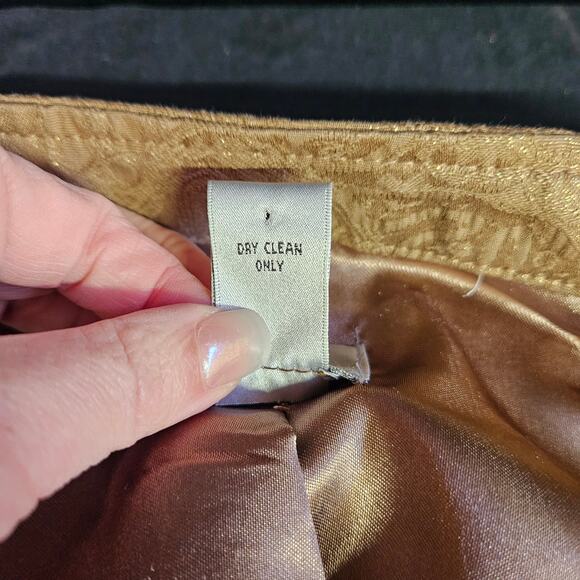 Chico's Jacquard Linea Blazer Jacket Size 2 / L Tan and Gold Accent Mature - Picture 7 of 10